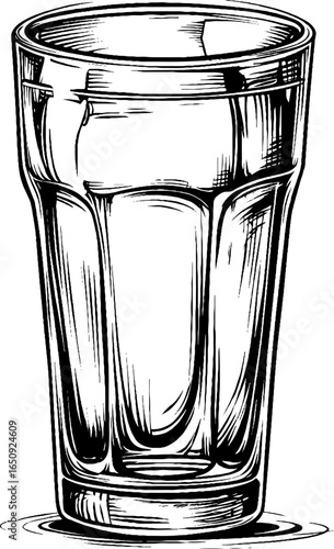 Vintage engraved beer pint glass silhouette for retro design and decor