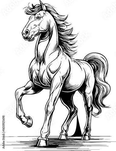 Majestic centaur engraving art - mythical creature in bold black line for retro decor