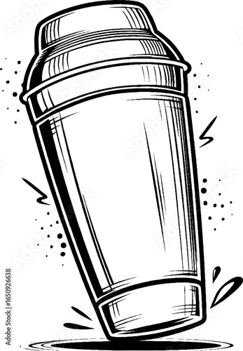 Vintage engraved illustration of cocktail shaker for bar decor and design projects