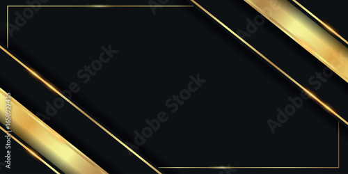 Dark luxury background with sparkling gold lines and empty space. Elegant vector design for certificates, award cards, nomination cards, and invitations. Vol. 3