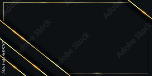 Dark luxury background with sparkling gold lines and empty space. Elegant vector design for certificates, award cards, nomination cards, and invitations. Vol. 4