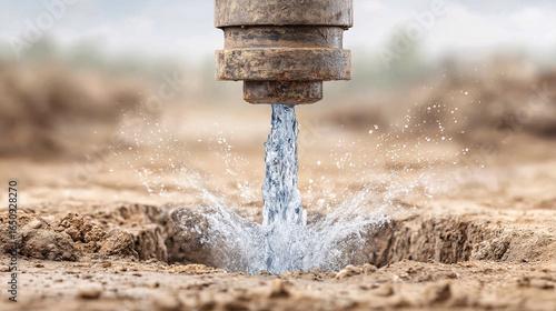 Well Drilling Rig Injecting Water Ground Water Exploration and Geology Resource Extraction