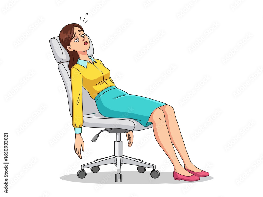 Obraz premium Burnout Blues: A frustrated individual slumps into a chair, capturing the heavy burden of overwork, stress, and weariness.