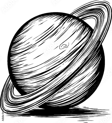 Intricate engraved illustration of planet uranus featuring detailed rings