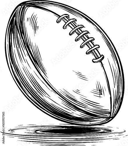 Engraved rugby ball illustration for sports design and poster art