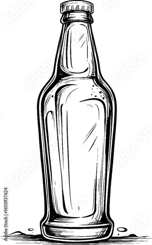 Vintage engraved illustration of sake bottle - retro label design for print and card purposes