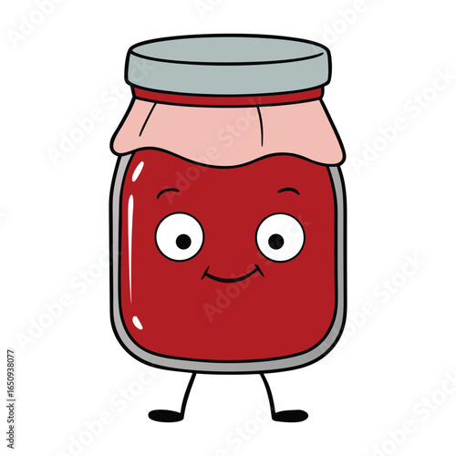 A clear glass jar filled with vibrant, homemade jam, showcasing its rich color and texture, perfect for spreading on toast or adding a sweet touch to desserts.
