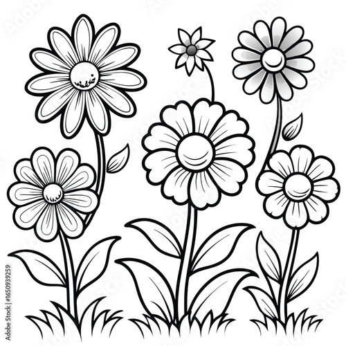 Black and White Line Art: A Simple Floral Illustration