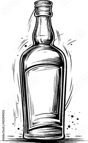 Detailed engraving of a vermouth bottle - perfect for vintage design and retro labels