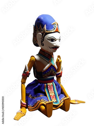Wayang Golek Puppet: A meticulously crafted wooden puppet of wayang golek, with traditional clothing and expressive features, telling stories through its artistry and preserving heritage.