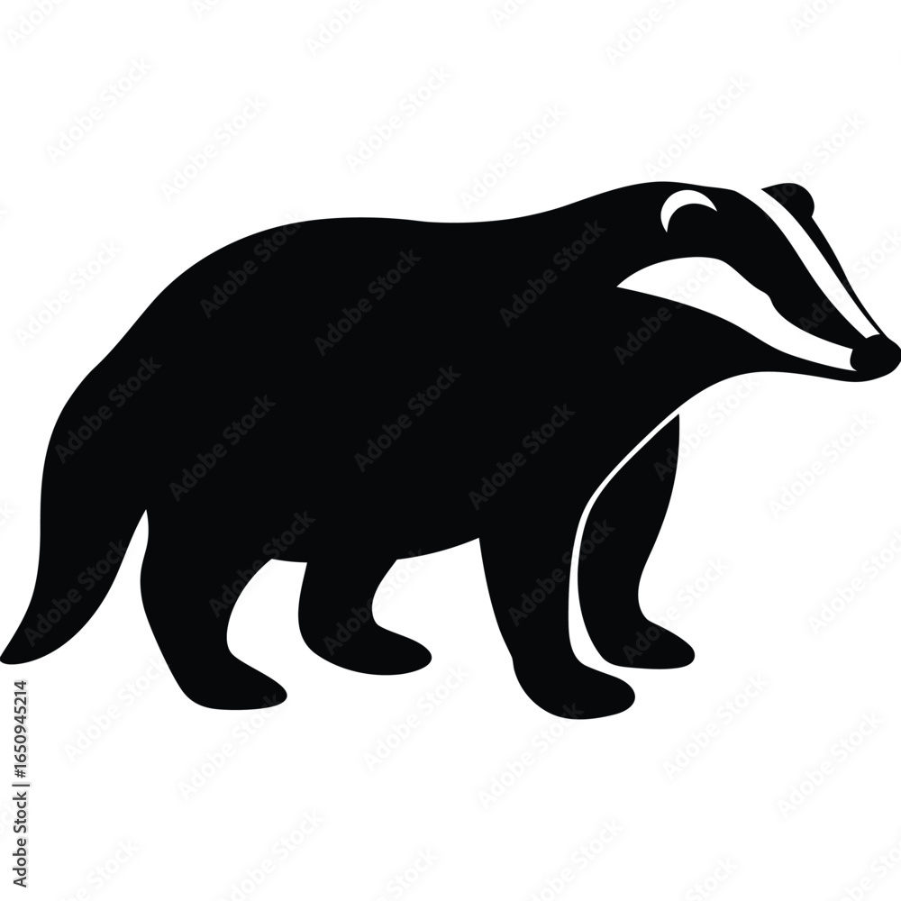 Obraz premium Badger Silhouette Black Vector Wildlife Animal Outline Clipart