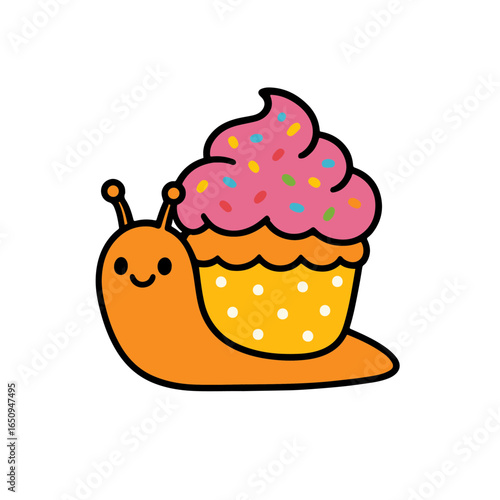 Cute Cartoon Snail with Ice Cream Shell