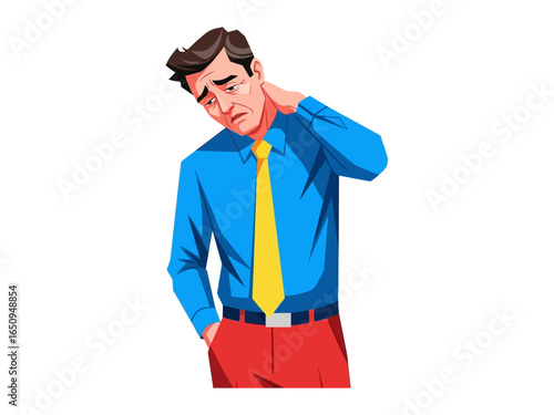 Tired Man at Work: An illustration depicts a man, showcasing the essence of exhaustion, and portraying the emotional toll of daily work life.
