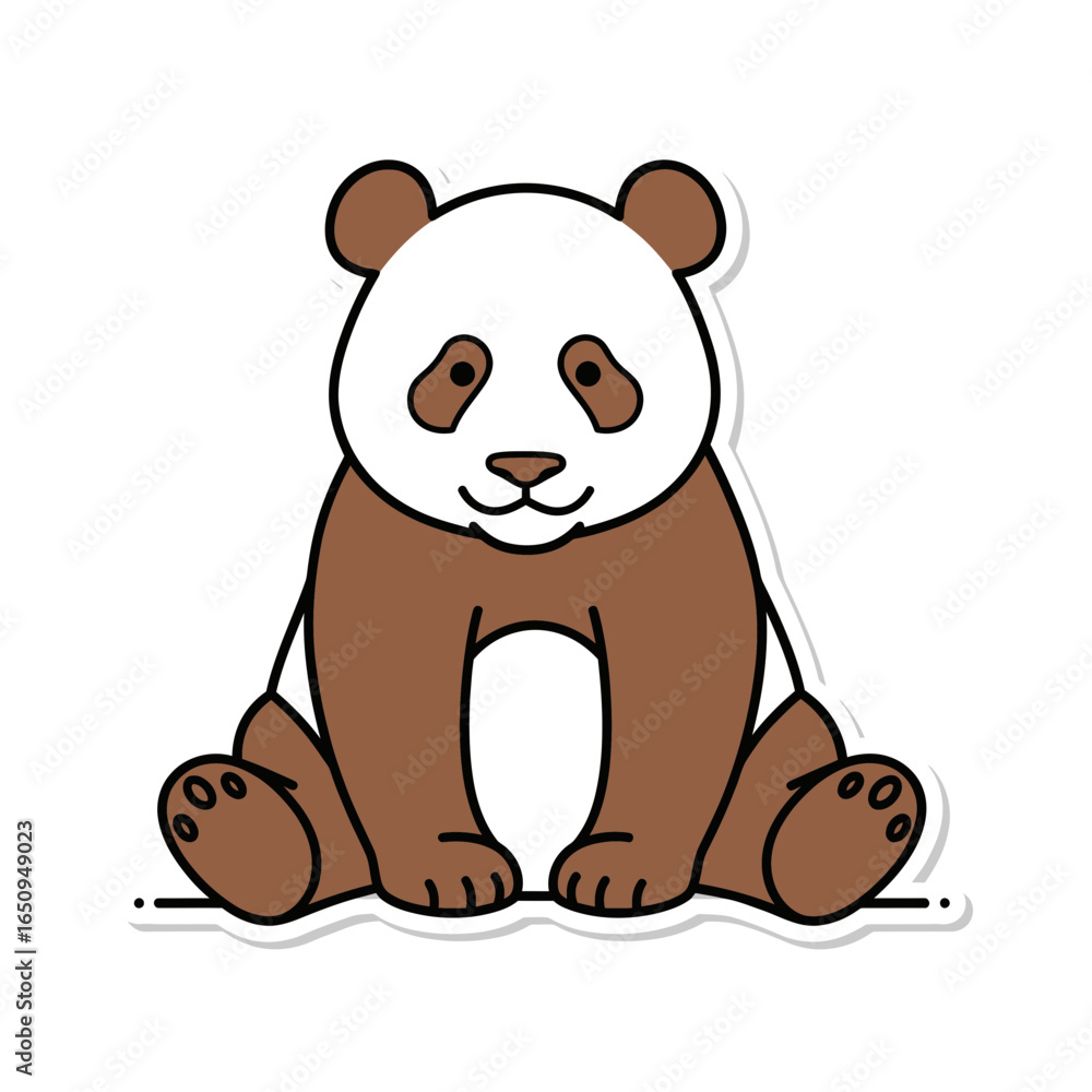 Fototapeta premium Geometric Panda Sticker - Earthy Tones Digital Illustration