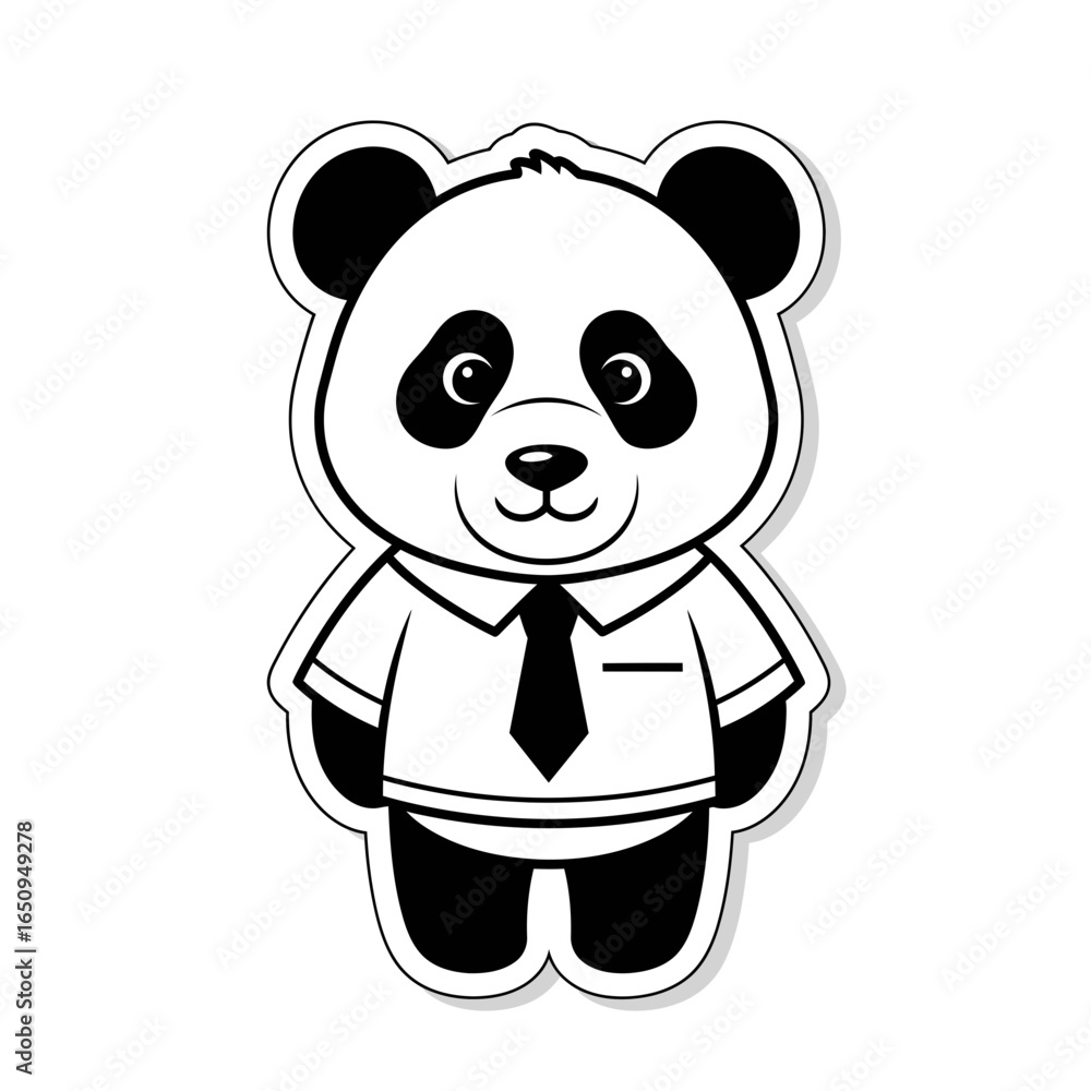 Fototapeta premium Vector Art Panda Sticker - Traditional Black and White Design
