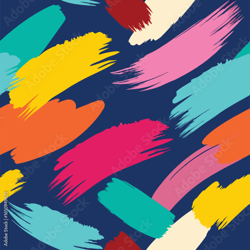 Vibrant Color Brush Stroke Pattern: Seamless Design for Textile & Web