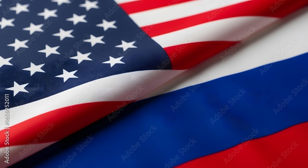 USA Russia national flag closeup USA Russia national flag closeup