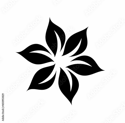 Black and white stylized flower petal design