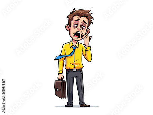 Drained and Weary: A stressed-out business man feeling overworked, expressing the strain and exhaustion associated with the high demands of the business world.