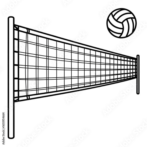 black and white volleyball net and ball clip art preview