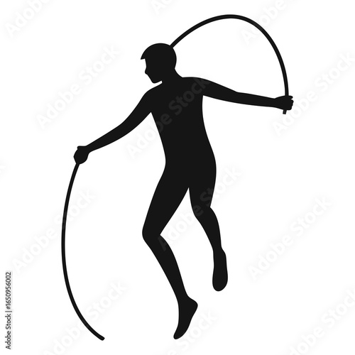 Weighted jump rope for exercise silhouette vector art