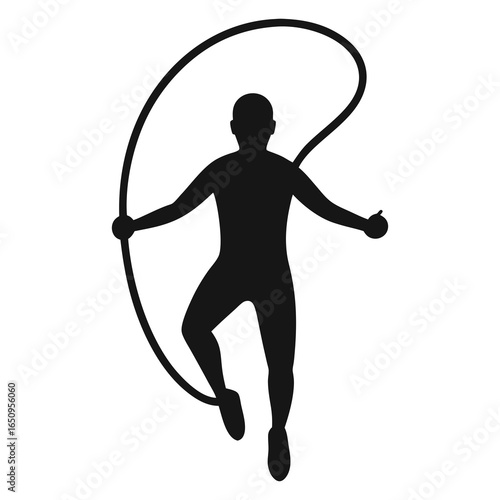 Weighted jump rope for exercise silhouette vector art