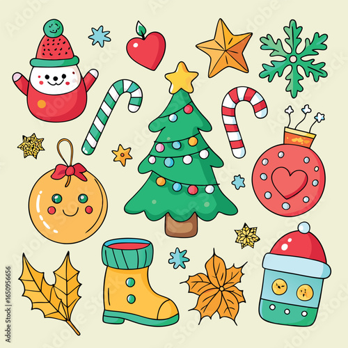 Charming Christmas Elements: Festive Icons for Holiday Designs