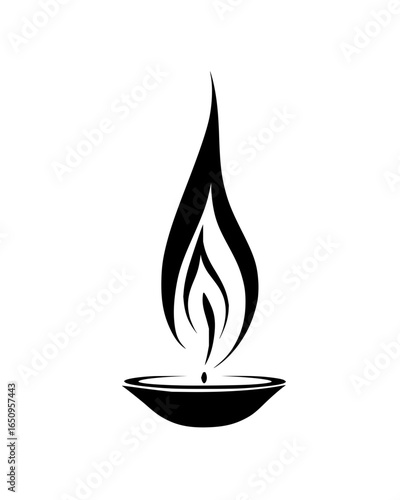 Vector art of a simple yet elegant illustration of a candle flame flickering gently above a small bowl,  symbolizing hope, peace, and spiritual enlightenment in a minimalist style