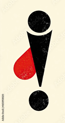 Abstract exclamation point, red and black circles