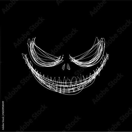 Vector art of eerie halloween face with a sinister grin, a chilling representation of the spooky season, perfect for adding a touch of horror to your designs and evoking the spirit of all hallows eve