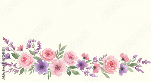Romantic Watercolor Flowers Background