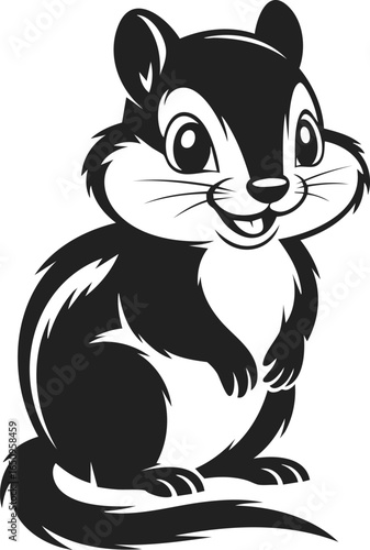 Chipmunk, cheerful rodent, playful squirrel character, cartoon-style animal illustration, perfect for t-shirt prints, logos, and children's decor