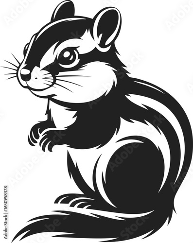 Chipmunk, small mammal, rodent, playful animal, wildlife creature, nature symbol, illustration of chipmunk in vintage engraving style