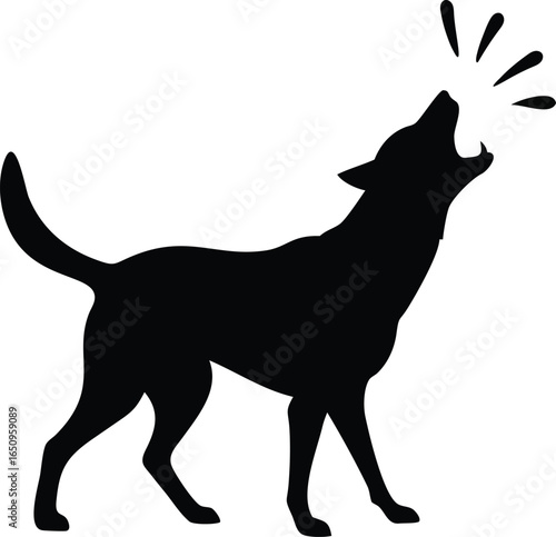 Dog barking black silhouette vector icon, solid design for pet, animal, security, warning, and canine-related concepts