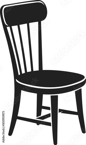 Dining chair, wooden seat, classic design, furniture piece, home decor, indoor seating, rustic style, engraved vector illustration, vintage aesthetic, timeless elegance