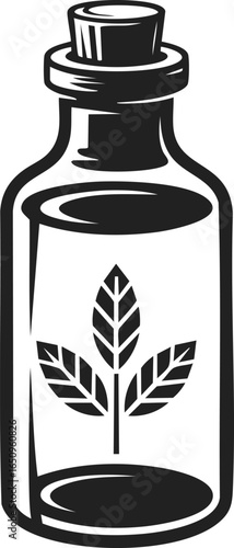 Essential oils bottle, herbal remedy container, herbalist's jar, natural wellness storage, botanical tincture vessel