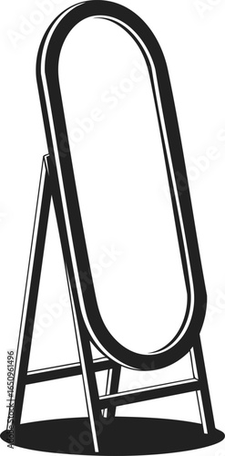 Floor mirror, full-length reflection, standing mirror, dressing mirror, adjustable mirror, bedroom mirror, decorative mirror, stylish home accessory, interior design element, vintage home decor