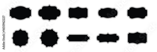 Frame Vector set, black silhouette of frames in various shapes. Ideal for elegant, vintage-style design, invitations, labels. set, black silhouette of frames in various shapes.