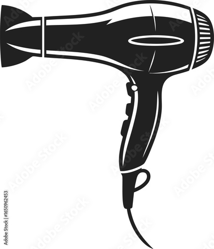Hair dryer, styling tool, blow dryer, thermal hair device for quick drying, vintage engraved illustration of a hair styling appliance