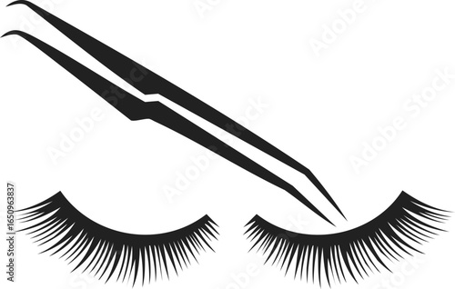 Lash extension icon, eyelash curler, beauty tool, cosmetic accessory, false eyelashes, precision tweezers, glamorous look, makeup application, beauty routine, salon equipment