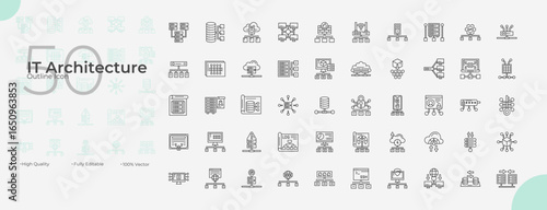 IT Architecture Line Editable Icons set. Vector illustration in modern thin line style of IT Architecture icons: information technology, information, technology, etc