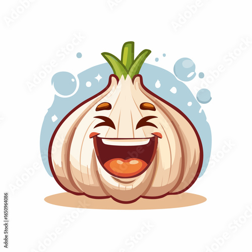 Happy Garlic Cartoon Character Illustration