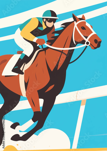 horse jockey sport Illustrator Artwork design template poster