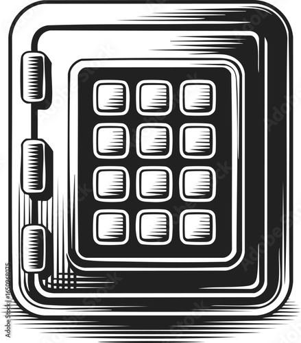 Safe, vault, secure storage unit, locking mechanism, numeric keypad, financial protection, asset safeguarding, home security