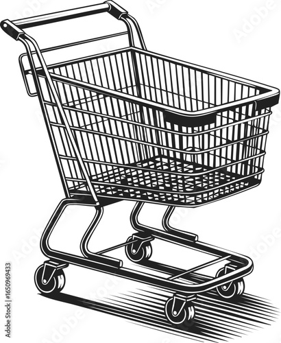 Shopping Cart, grocery basket, retail cart, wheeled basket, store cart, metal shopping trolley, shopping basket design, market cart illustration, store equipment