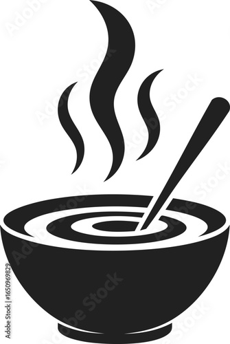 Soup bowl, steaming broth, spoonful of comfort, noodle dish, culinary art, vintage engraving style