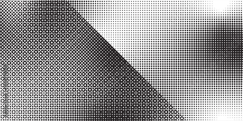 Grunge halftone gradient background. Faded grit noise texture. White and black sandy wallpaper. Retro pixelated backdrop. Anime or manga style comic overlay. Vector graphic art.eps 10