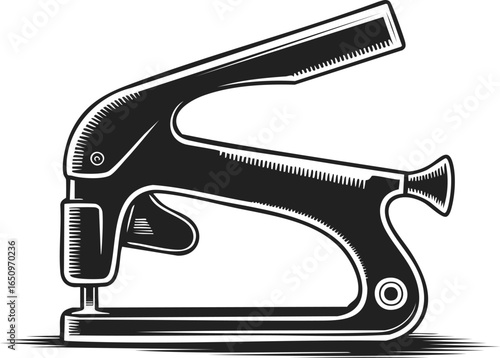 Staple gun, heavy-duty stapler, manual fastening tool, office supply, paper binding device