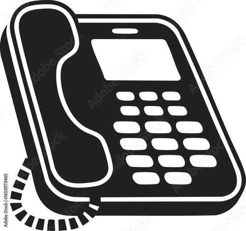 Telephone, landline phone, vintage calling device, retro communication tool with keypad and receiver