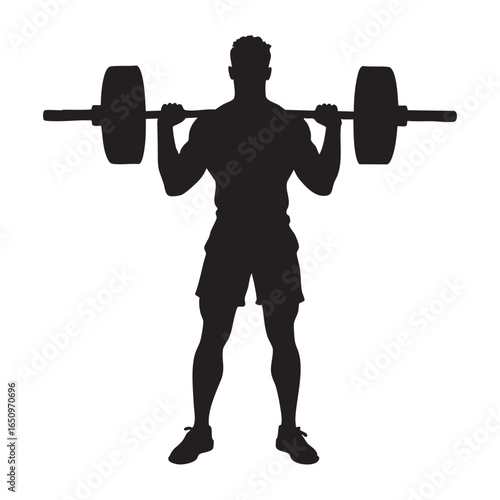silhouette of a person lifting barbell